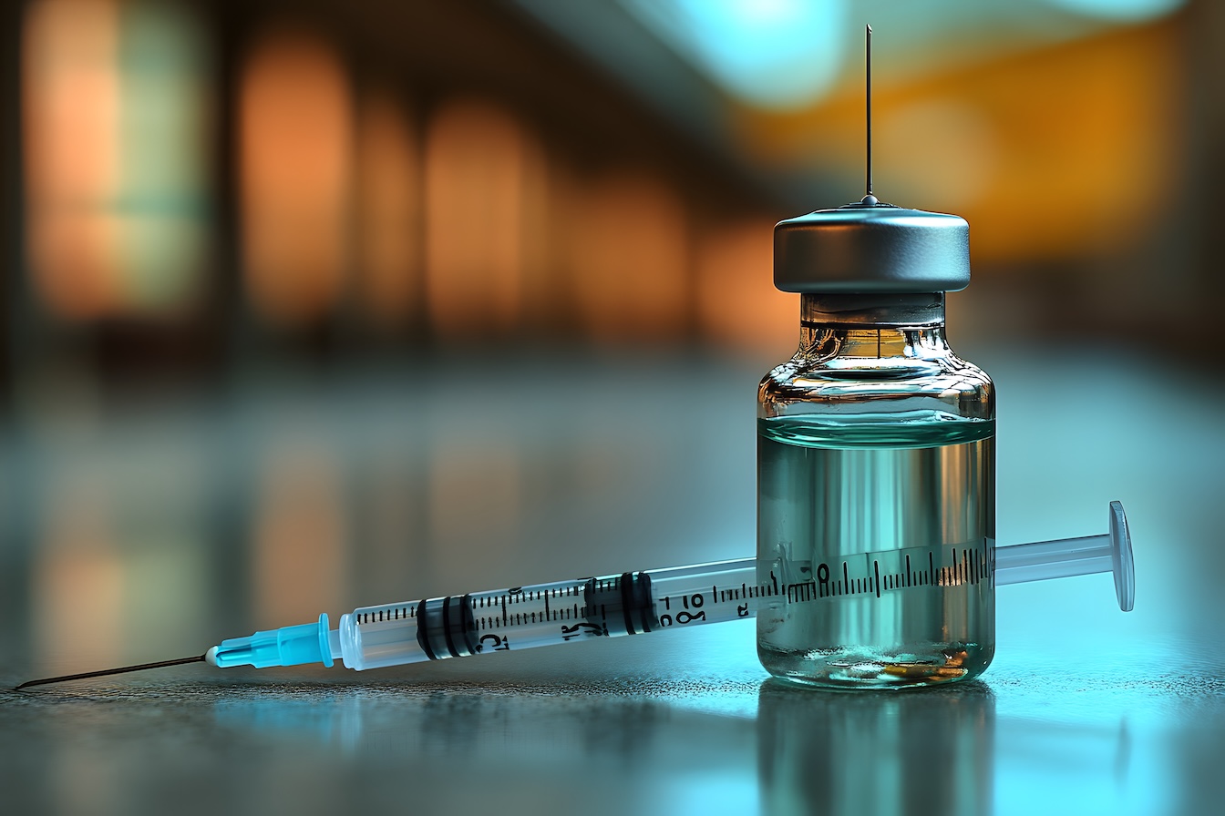 medical-injection-syringe-and-vial-on-reflective-surface-for_65710483